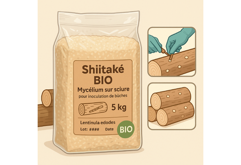 Mycélium sur sciure de Shiitaké BIO pour inoculation sur bûches